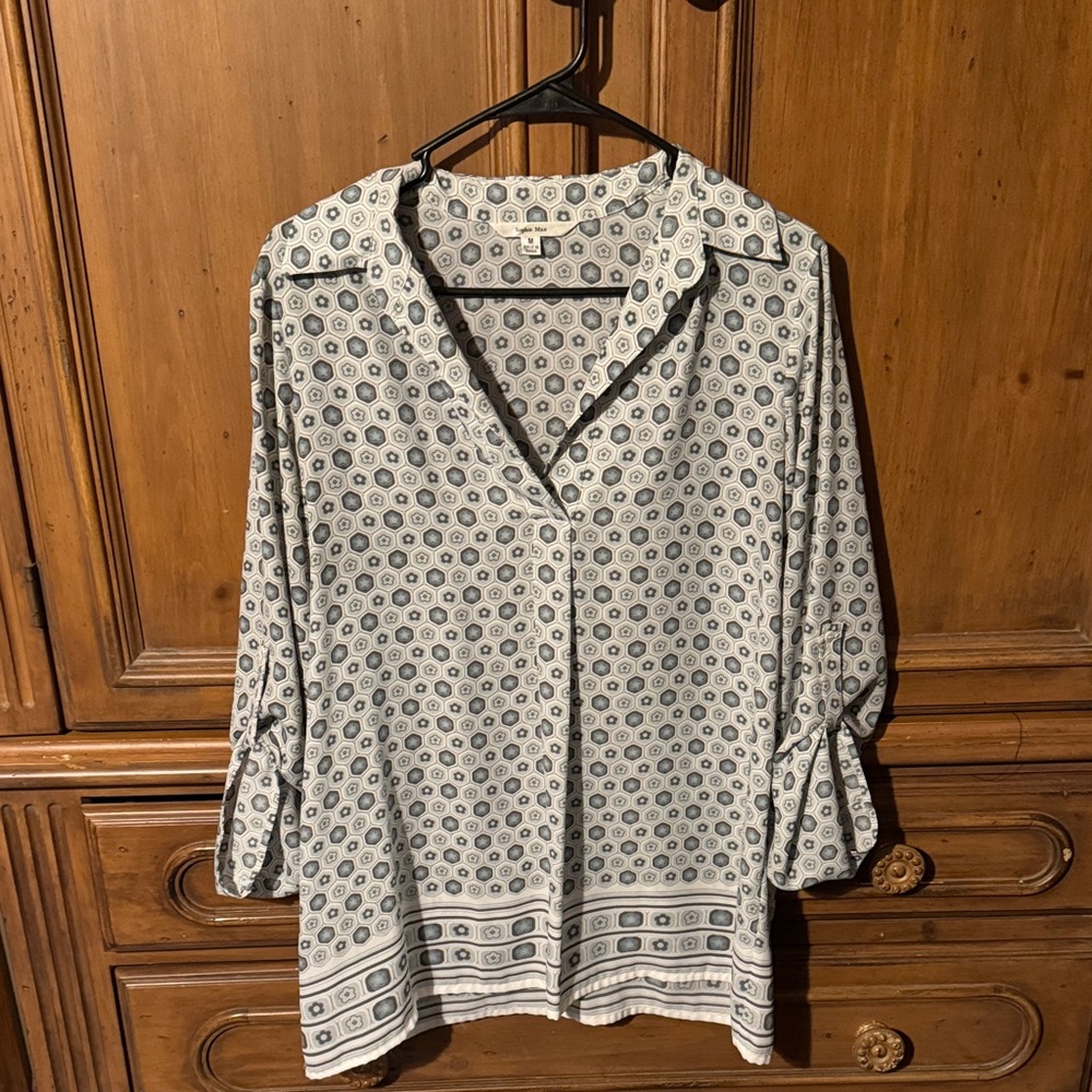 Sophie Max Stylish Grey Blue and White Women's Top